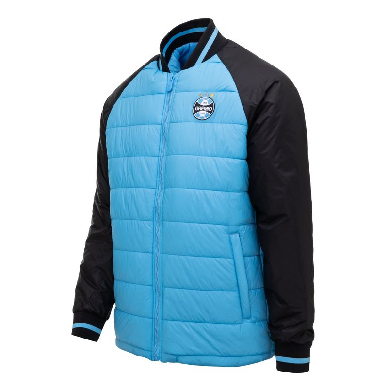 Jaqueta Grêmio Masculina Puffer Celeste Oficial Imortal Tricolor